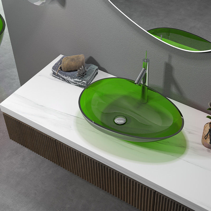 Miniature : Modern clear Bathroom sink Artistic resin washbowl Crystal Bathroom lavabo