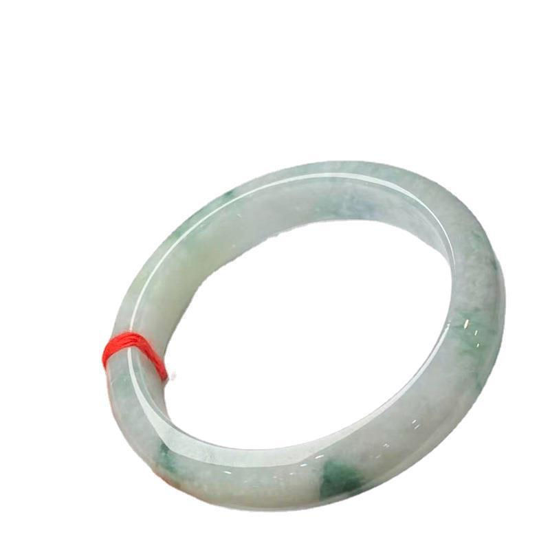 Thumbnail: Natural Myanmar a Ice-like Floating Flower Female Jade Bracelet Holiday Gift
