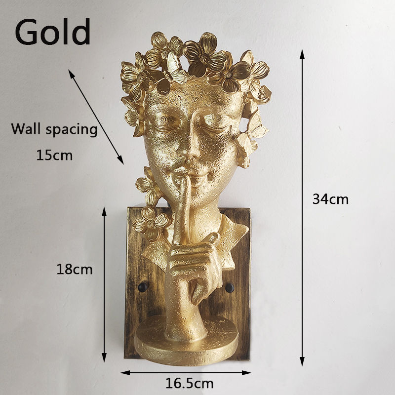 Thumbnail: Girl Portrait Resin Wall Face Art Lamp Bedroom Living Room Lighting Luminaria