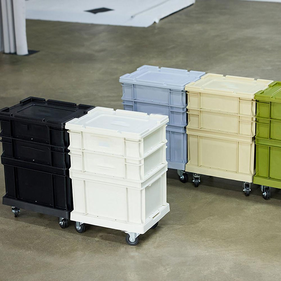 Miniature : Wheeled Storage Box Industrial Style Stackable Storage Box Outdoor Camping