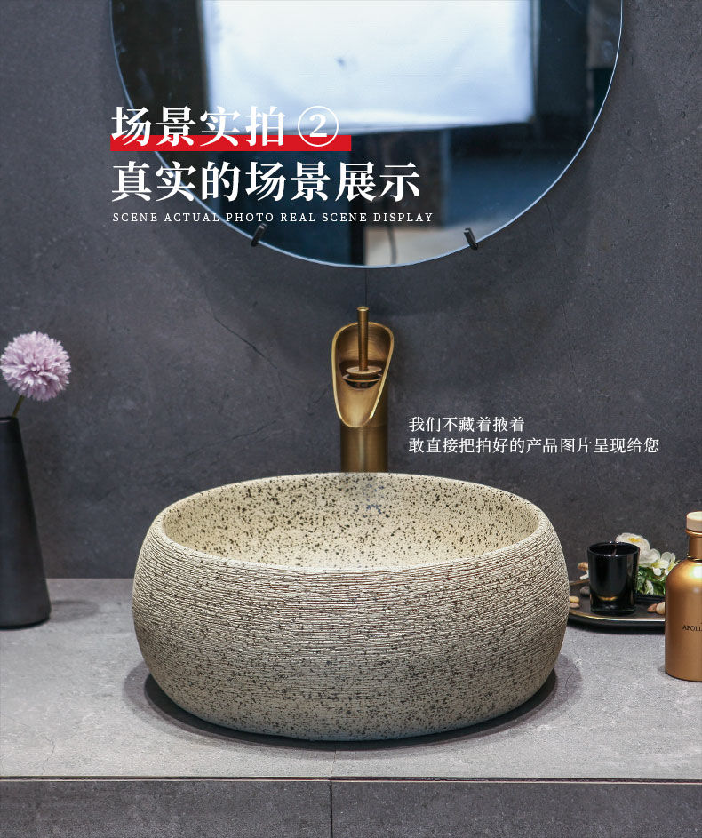 Thumbnail: Artistic Handmade Art basin Ceramic Counter Top Oval shape hand washing sink