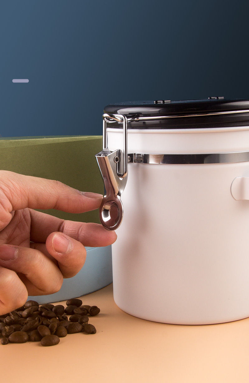 Thumbnail: 304 Stainless Steel Sealed Jar Spoon Single Item Air Valve Coffee Bean Storage