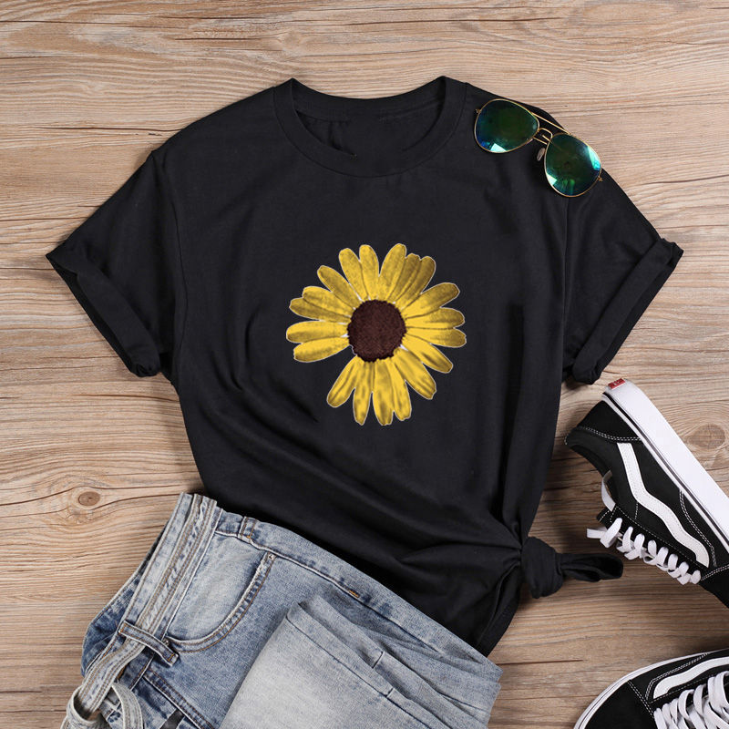 Thumbnail: Women Short Sleeve T Shirts Woman Black White Loose