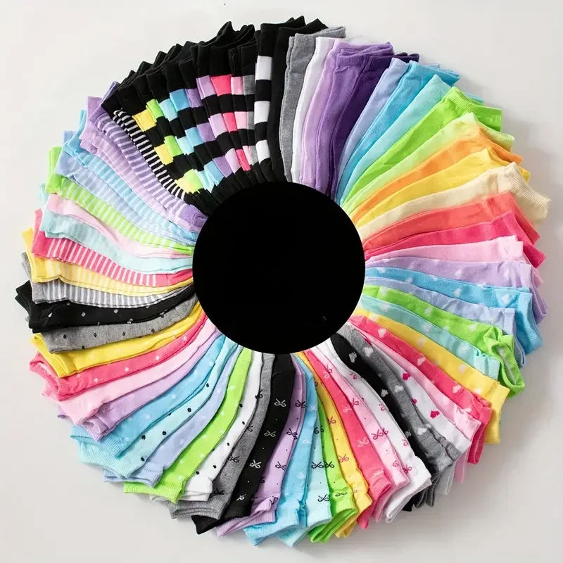 8/15/25 Pairs Heart Print Socks, Ankle Socks, Women's Stockings & Hosiery