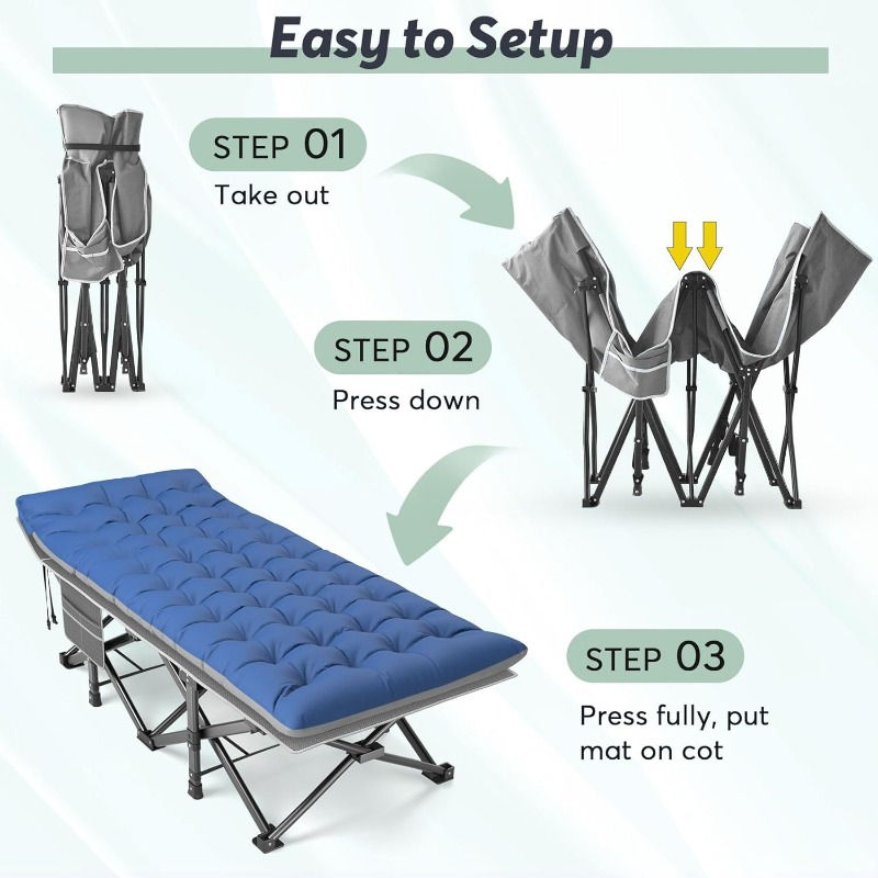 Thumbnail: XXL Folding Camping Cot for Adults Camp Cot, Oversized Sleeping Cot Mattress