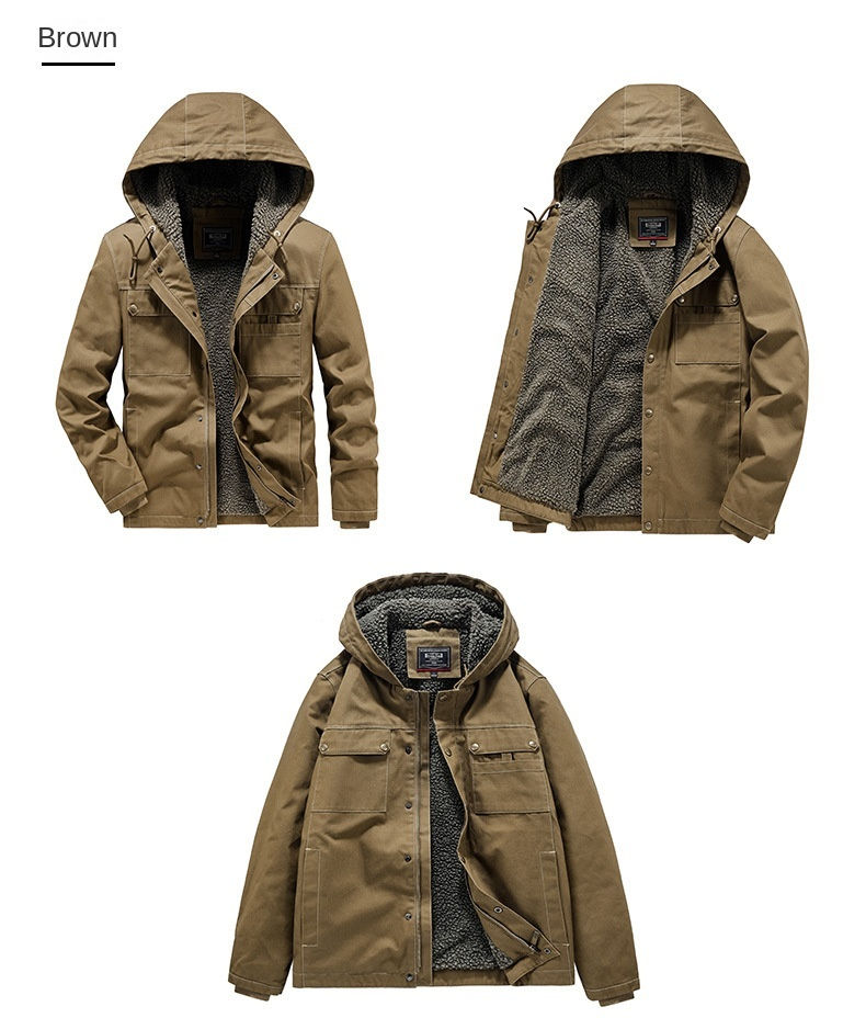 Миниатюра: Men's Cold Jackets Hunting Clothes Retro Hooded Zip-up Coat Winter Techwear