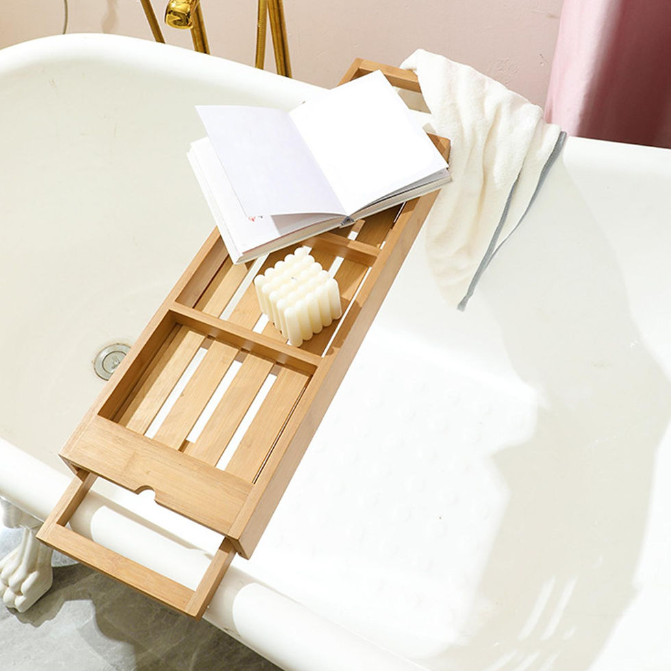 Miniature : Bathtub Rack Bridge Storage Organizer soap Expandable Bath Shelf Bathtub