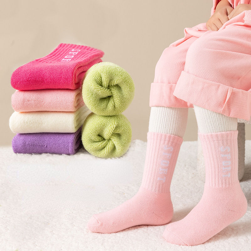 Thumbnail: 5 Pairs Children Winter Cotton Keep Terry-loop Hosiery for 1-12 Towel Socks