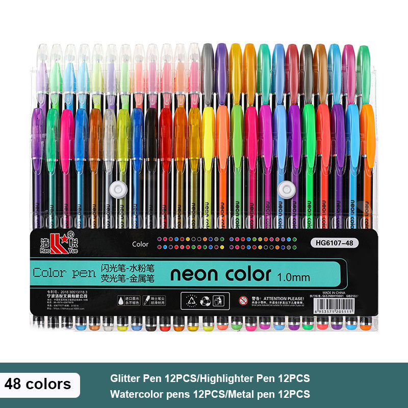 Thumbnail: 12/60 Color Set Metallic Glitter Colors Gel Pens For School Office 