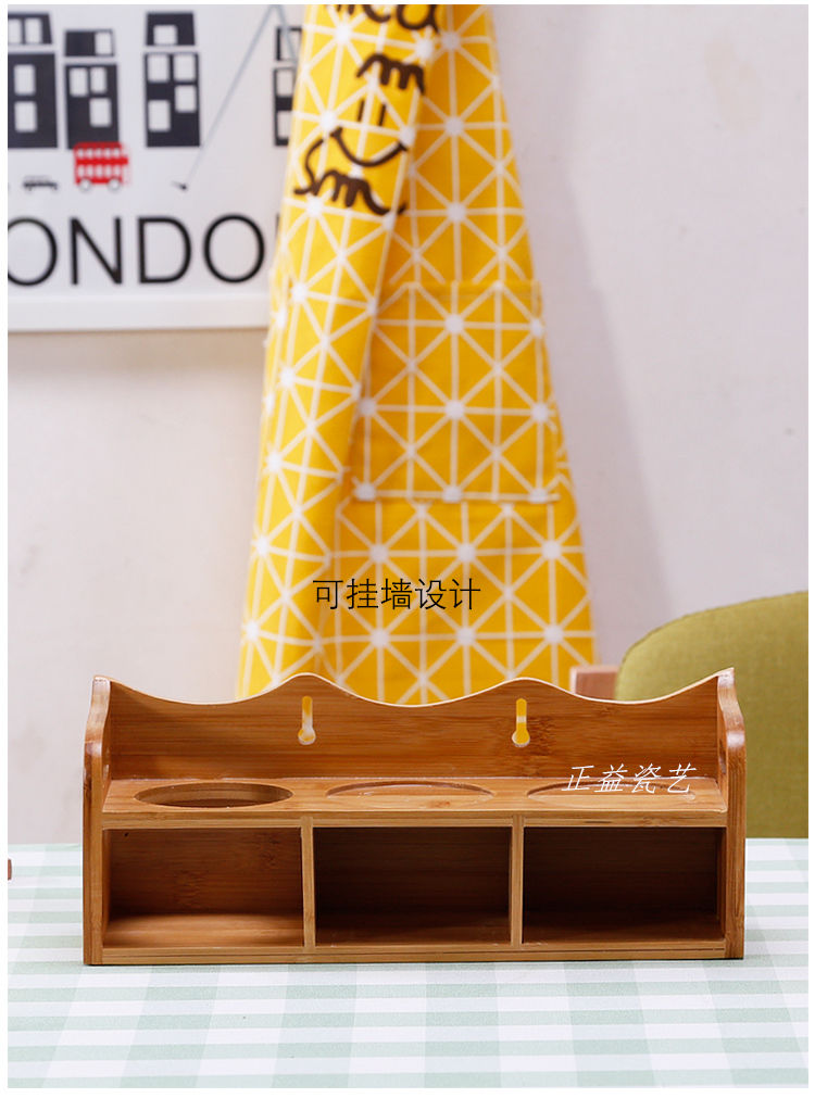 Thumbnail: Creative Condiment Drawer Chopsticks Bamboo Shelf, Ceramic Glass Jars Container