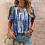Миниатюра: Women's T-shirt Top Striped Print T Shirt Tie-Dye Style Short Sleeve Ladies 