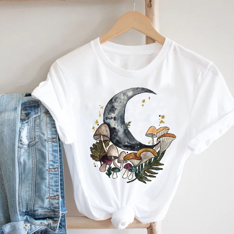 תמונה ממוזערת: Women Printing Clothing Wine Lady Short Sleeve Casual 90s Cartoon Fashion 