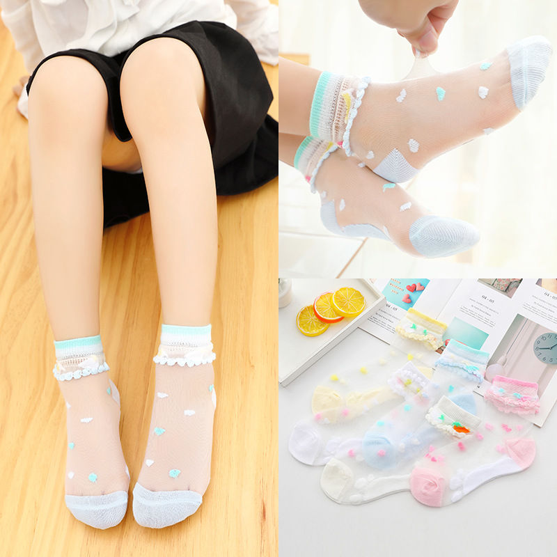 Hình thu nhỏ: Baby Girls Socks Breathable Kids Short Ankle Lace Princess Mesh Socks For 0-8
