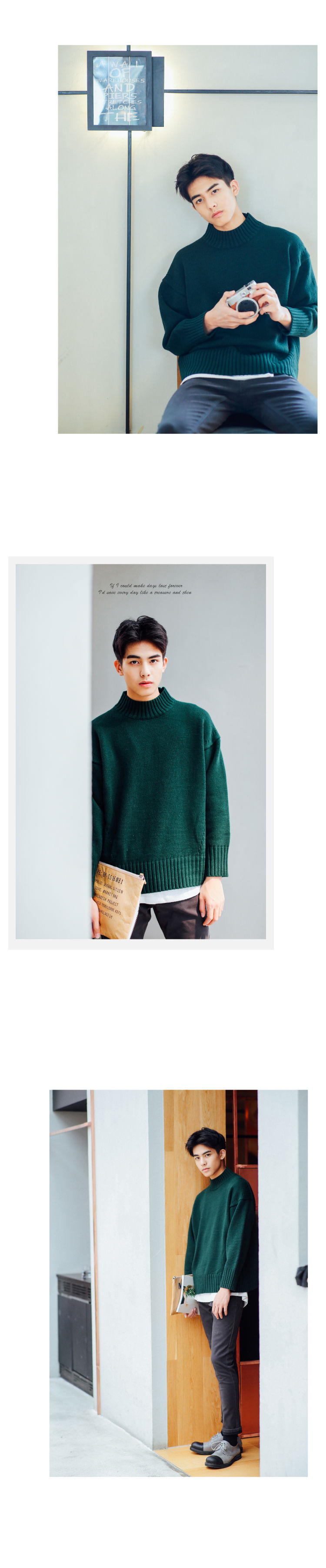 Thumbnail: Sweater Men Winter Autumn Pull Homme Slim Fit Knitted Turtleneck 