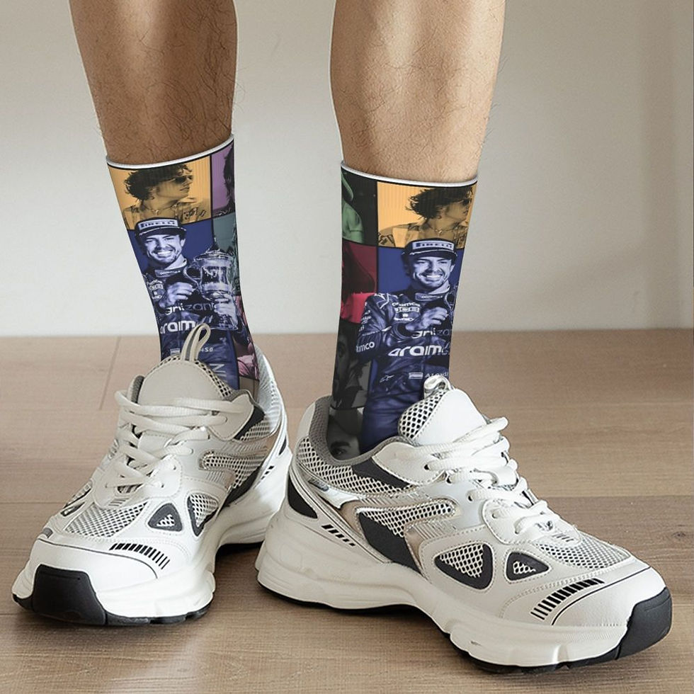 Thumbnail: Fernando Alonso Head Merch Crew Socks Skateboard Long Stockings Super Soft 