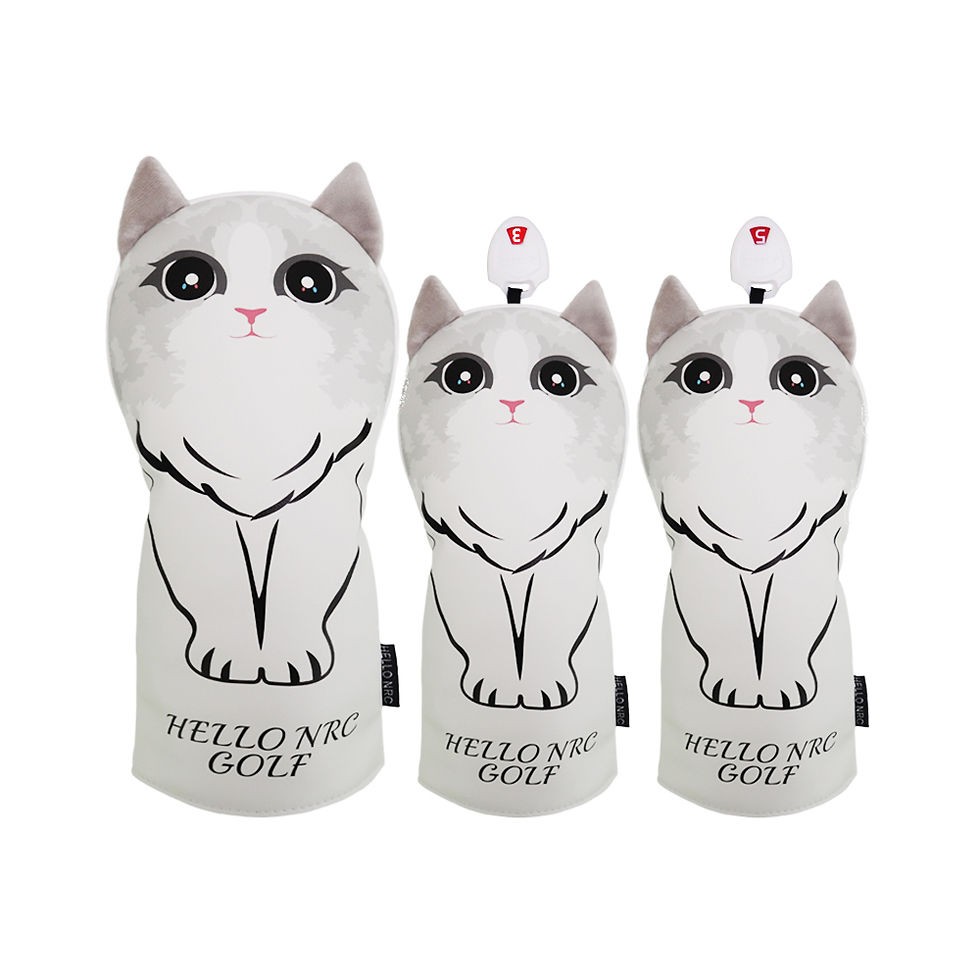 Thumbnail: Golf Headcover Cute Cat Ragdoll Club Head Cover for Driver Fairway Hybrid Putter