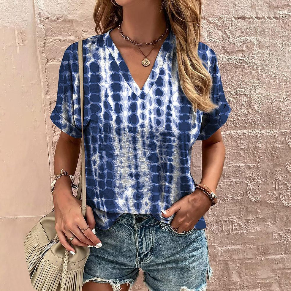 תמונה ממוזערת: Women's T-shirt Top Striped Print T Shirt Tie-Dye Style Short Sleeve Ladies 