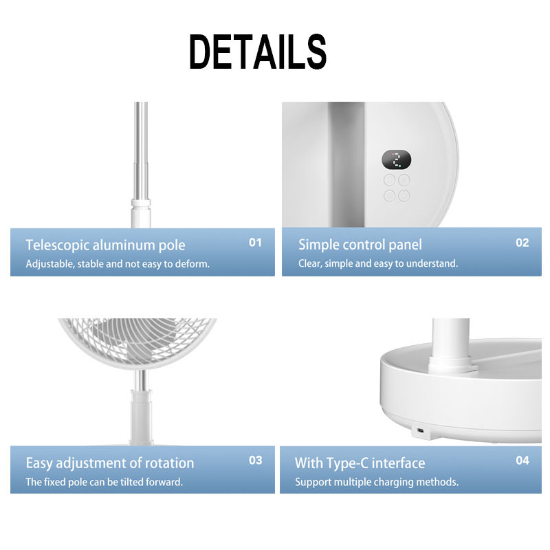 Miniatura: Portable Fan 10 Inch Big Size Electric Folding Rechargeable Wireless Desk Home