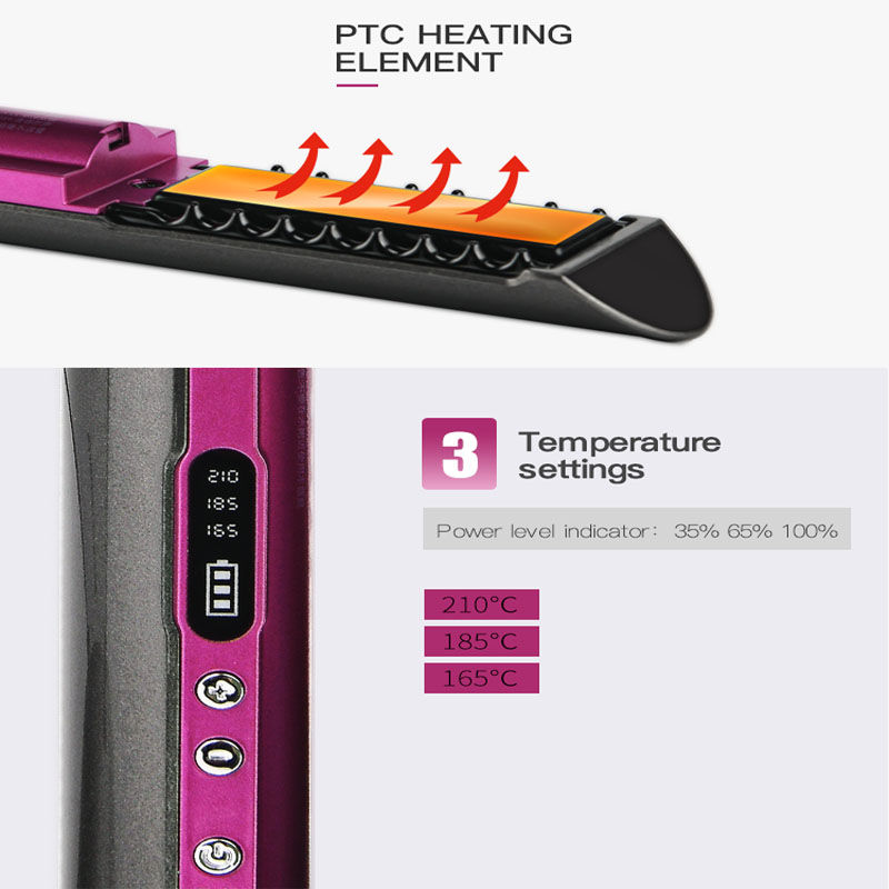 Thumbnail: Wireless Hair Straightener Mini Flat Iron Usb Rechargeable Curling Iron Styling 