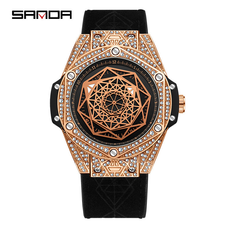 Thumbnail: Fashion Sanda Diamond Case Silicone Cool Wrist Watches