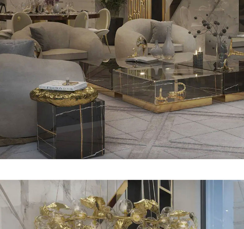 Miniatura: Nordic style round living room creative branch magic bean molecular chandelier