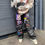 Миниатюра: Women's jeans long high waist ripped printing thick edge wide-leg pants 