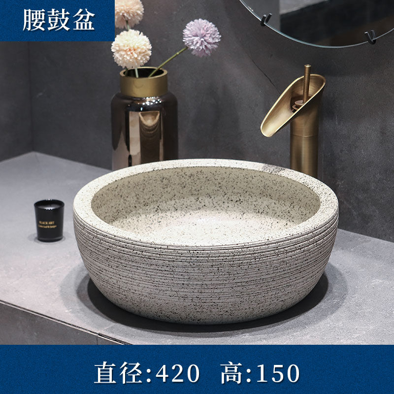 Thumbnail: Artistic Handmade Art basin Ceramic Counter Top Oval shape hand washing sink