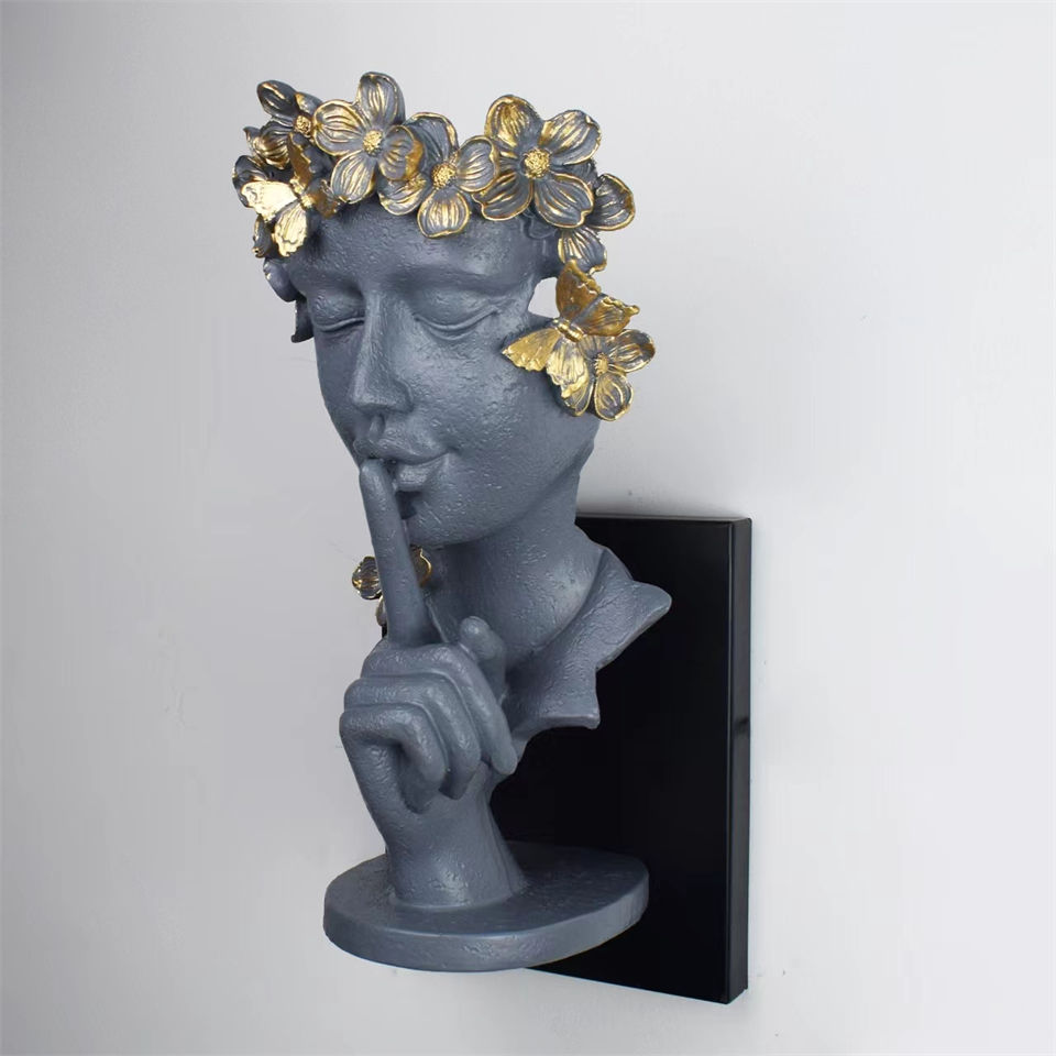 Thumbnail: Girl Portrait Resin Wall Face Art Lamp Bedroom Living Room Lighting Luminaria