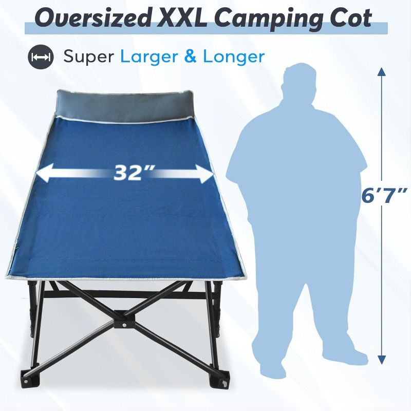 Thumbnail: XXL Folding Camping Cot for Adults Camp Cot, Oversized Sleeping Cot Mattress