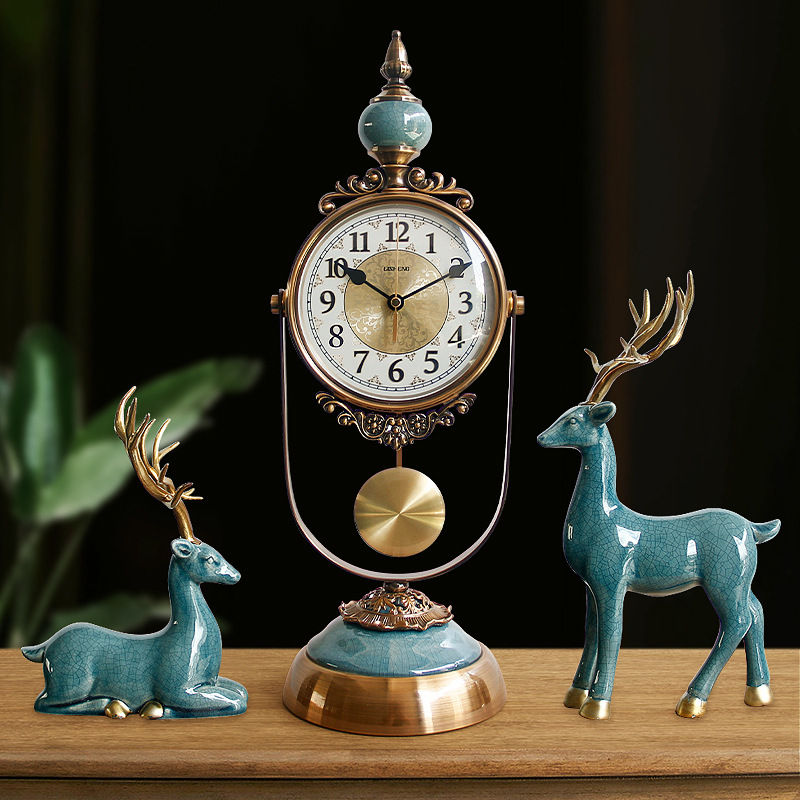 Thumbnail: Nordic Style Decorative Clock Metal Luxury Vintage Tabletop Decoration Best Gift
