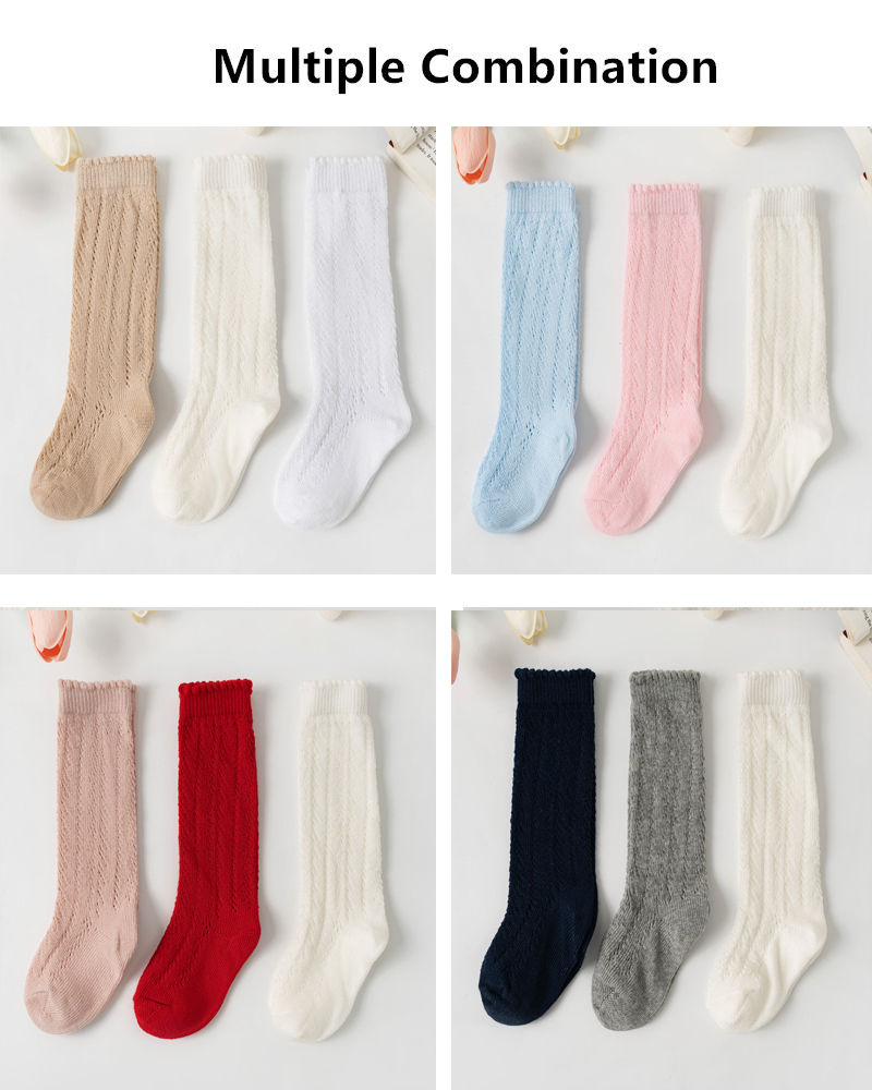 Thumbnail: Girls Mesh Kids Long Knee High Thin Soft Cotton Infant Socks