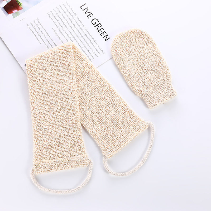 الصورة المصغرة: Ramie Sisal Clean Mud Bath Set Bath Stretch Jute Gloves Bath Set