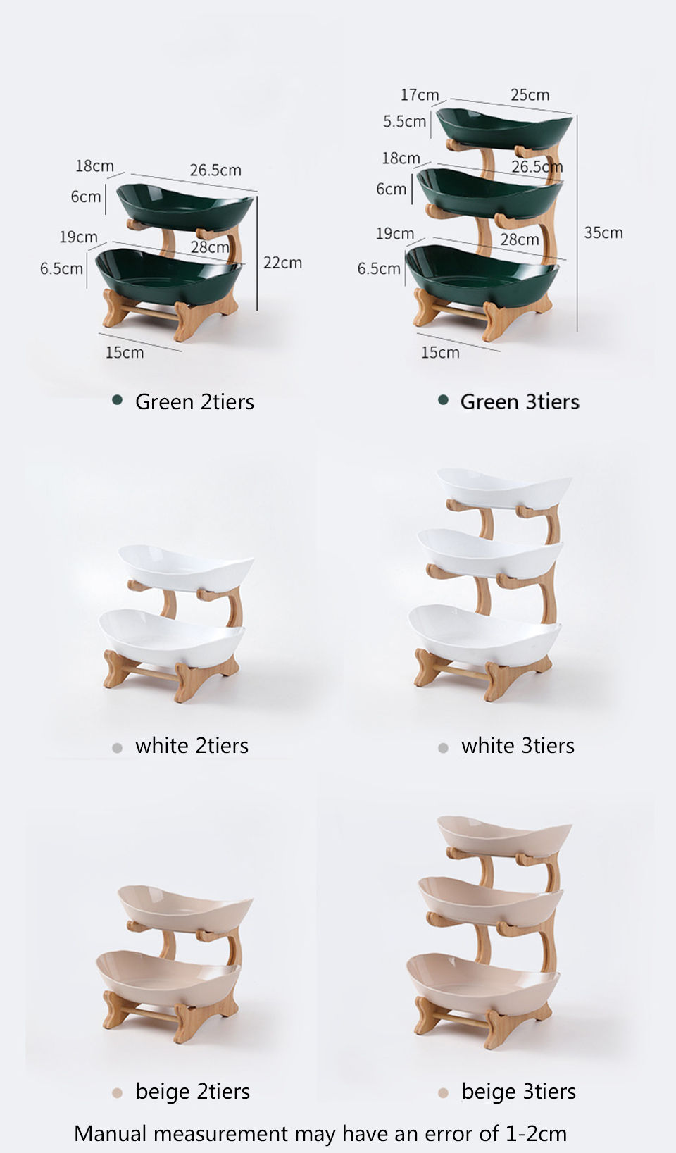 Thumbnail: Fruit Bowl with Floors Partitioned Candy Cake Trays Wooden Tableware Dishes