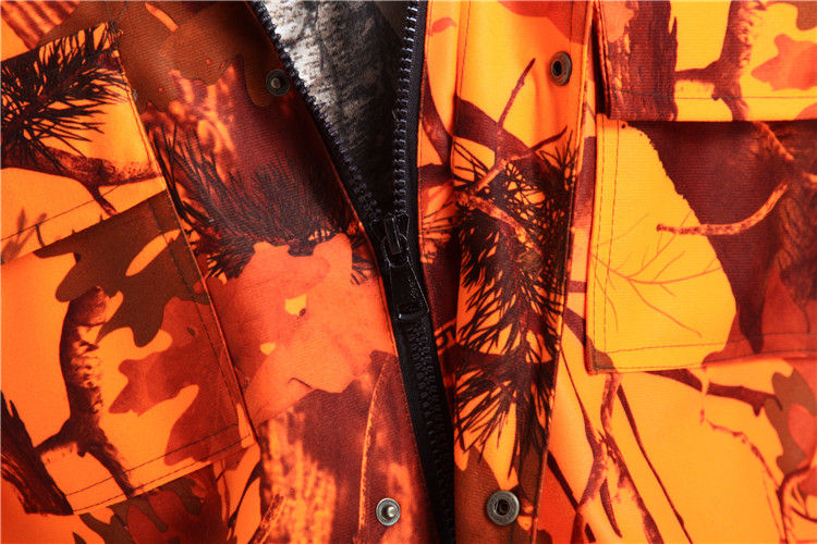 Miniatura: Outdoor Orange Red Maple leaves Warning Clothes Camouflage Hunting Fishing