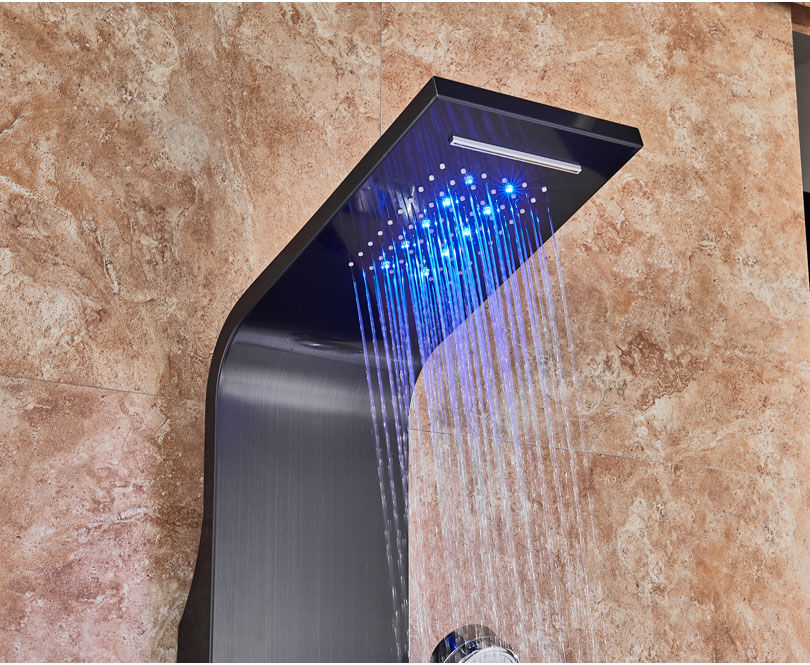 Thumbnail: Light Shower Faucet Waterfall Rain Panel Wall Shower System Spa Massage Sprayer
