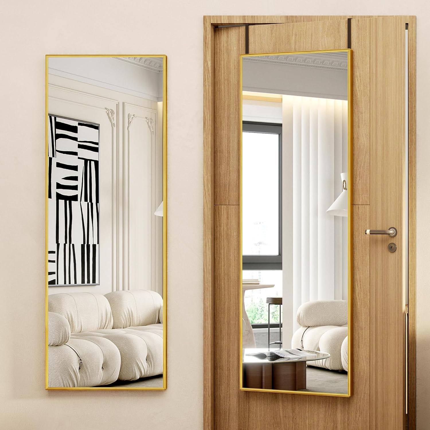 Full Length Mirror with LED Lights,Wall Mounted Hanging Mirror w/Dimming