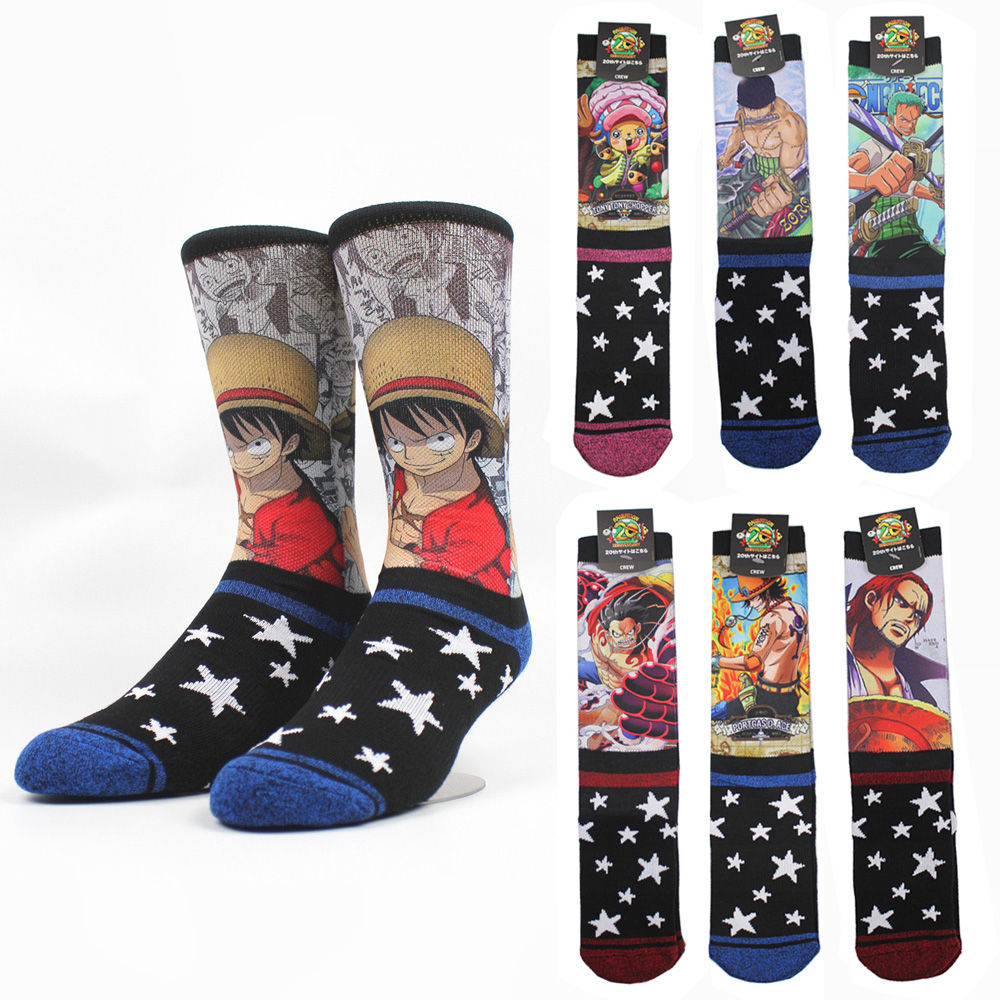 Anime Luffy Zoro Chopper Action Figures Socks Harajuku Crew Sox Toys Gift