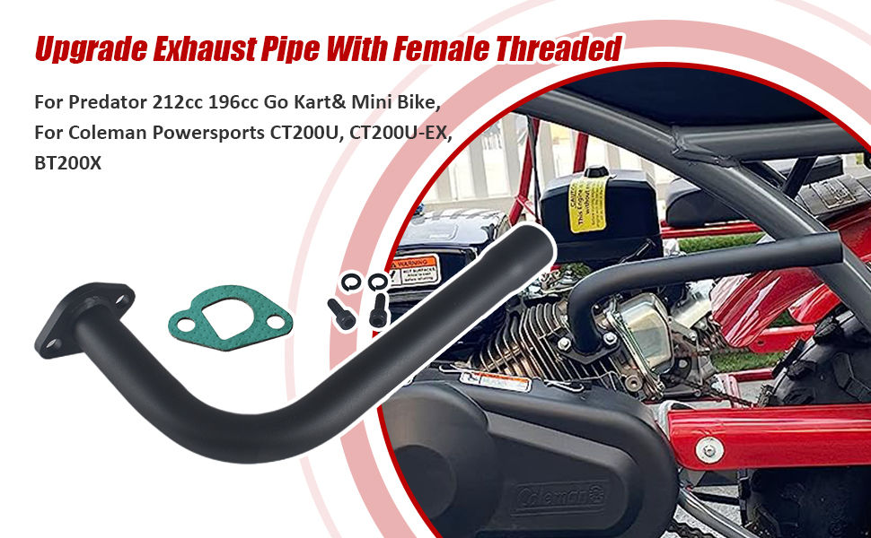 Miniatura: Exhaust Pipe With Female Threaded For Predator 212cc 196cc Go Kart  Mini Bike 