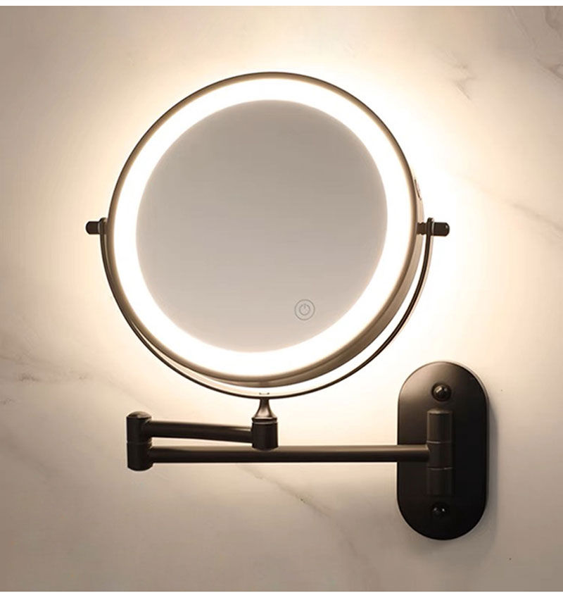 Thumbnail: Makeup Mirror Black/Chrome Magnifying Double Side Battery Powered Bathroom 