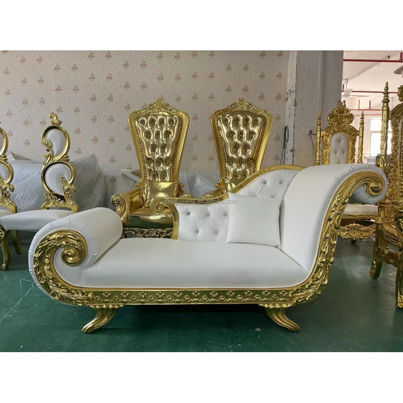 Thumbnail: Antique luxury royal throne wedding sofa bride and groom white throne sofa