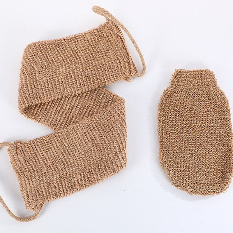 الصورة المصغرة: Ramie Sisal Clean Mud Bath Set Bath Stretch Jute Gloves Bath Set