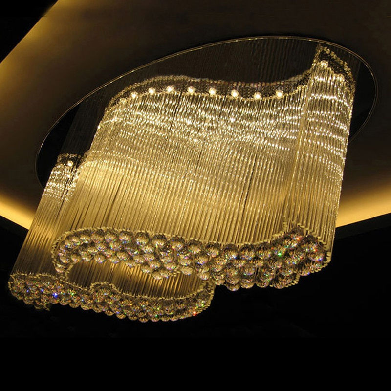 Miniatura: Oval Crystal Ceiling Led Creative High-end Villa Atmosphere Hotel Engineering