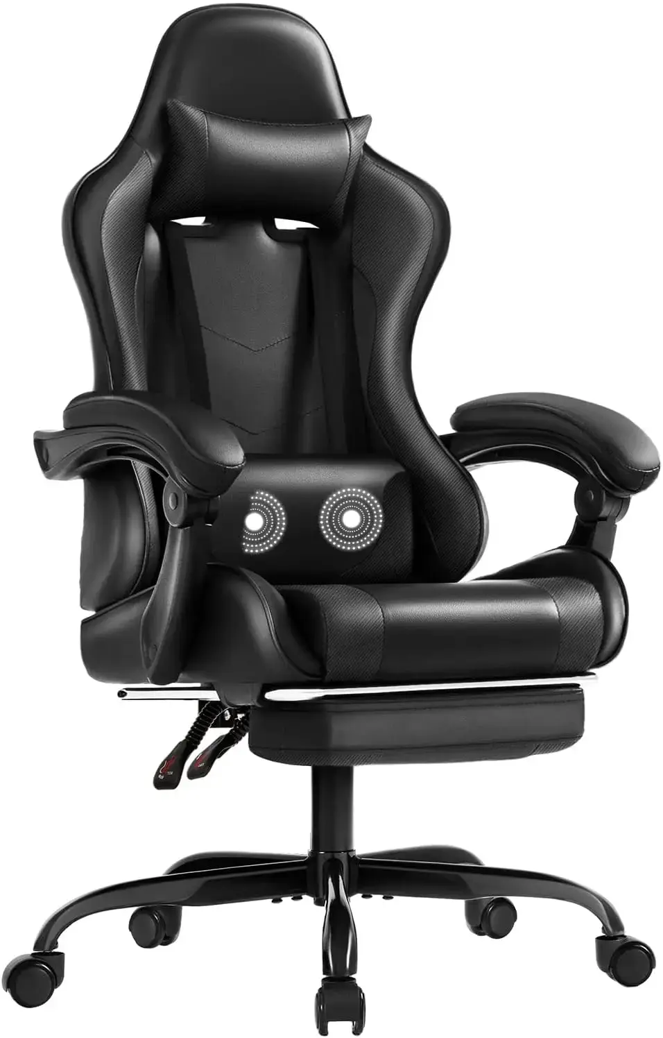 Thumbnail: Gaming Chair with Footrest and Massage Lumbar Support with 360°Swivel 