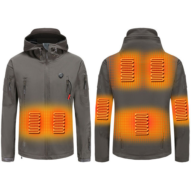 Миниатюра: Winter Electric Heating Jacket Men Women USB Smart Heated Jackets Hooded Heat 