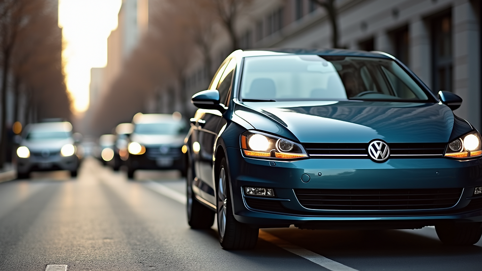 Close-up view of a Volkswagen Jetta on a city street