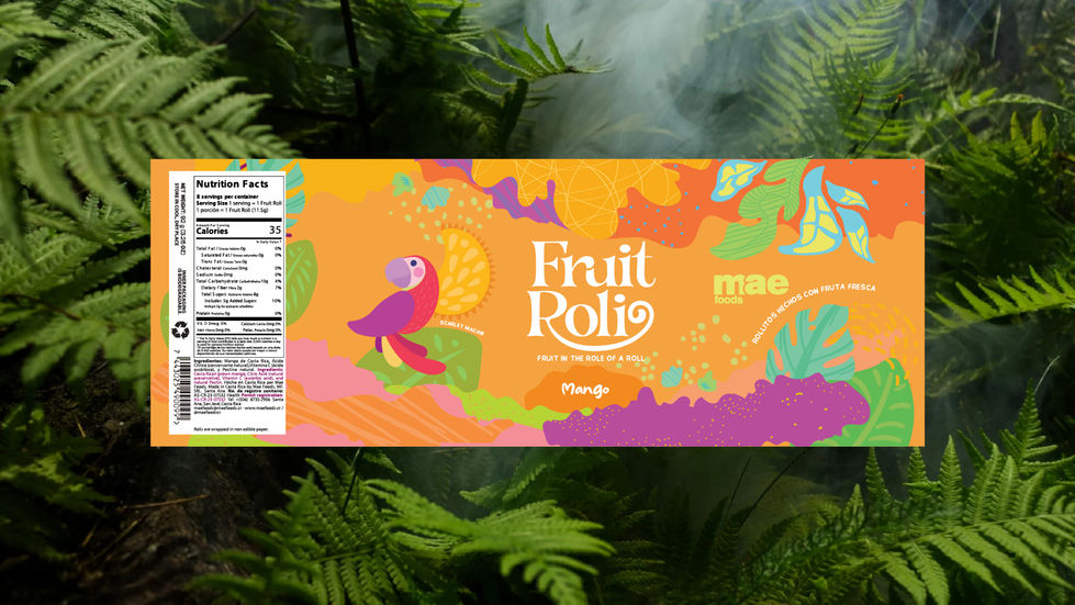 etiqueta mango Fruit Roli Mae Foods