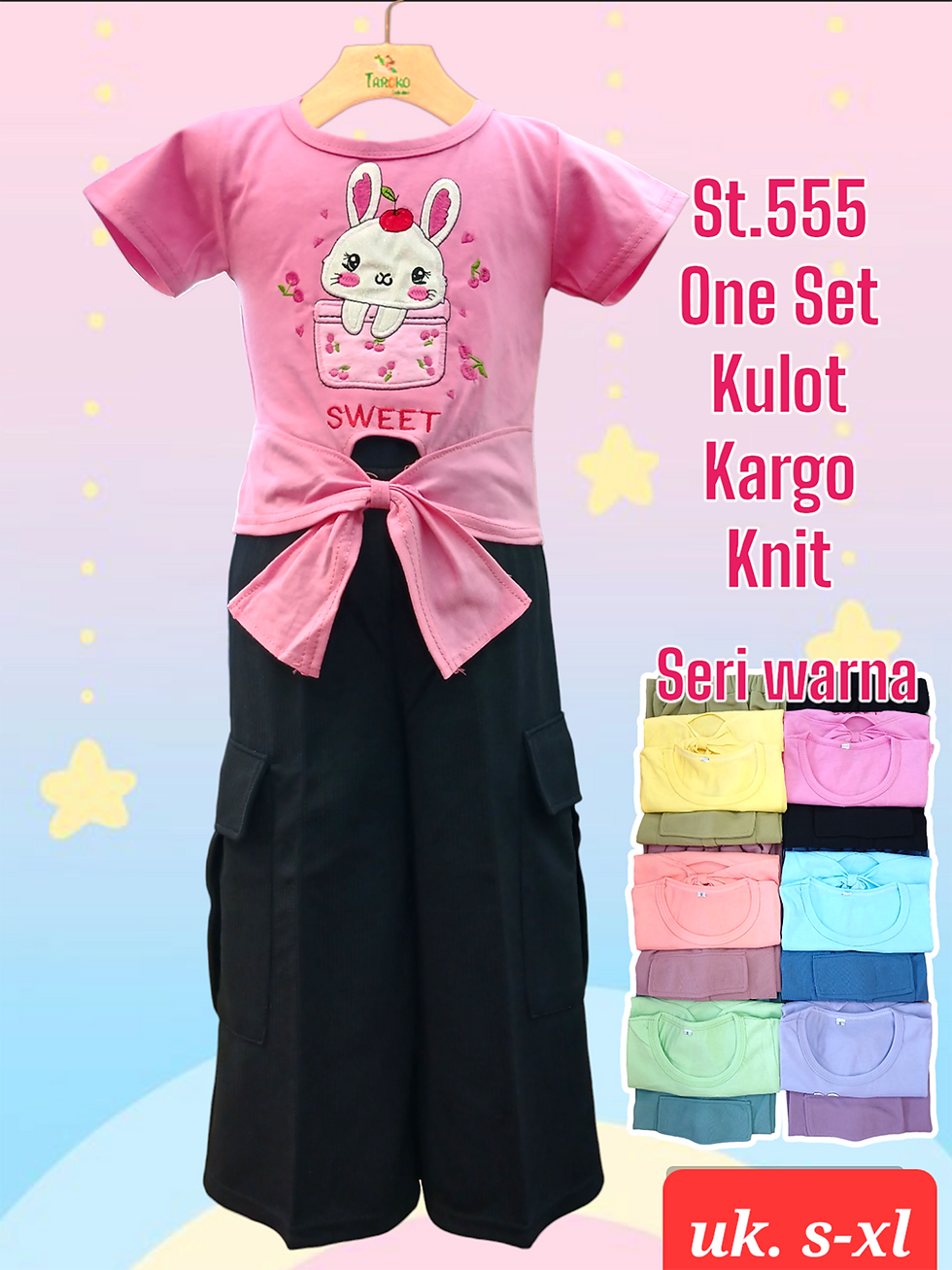 5MOTIF Oneset Kulot kargo baju croptop