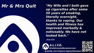 Couple who gave up cigarettes overnight said they "went to bed and woke to vaping and have not looked back." – Vaping Consumers