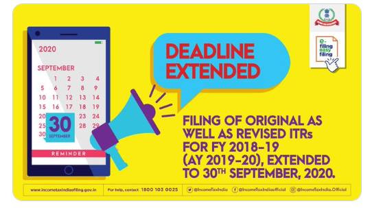 Extended date for filing Income Tax Return (ITR) for the AY 2019 -20 (FY 2018 -19)