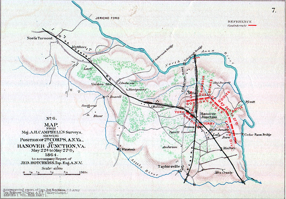 Map from Maj. A. H. Campbell's Surveys showeing Positions of 2d Corps A. N